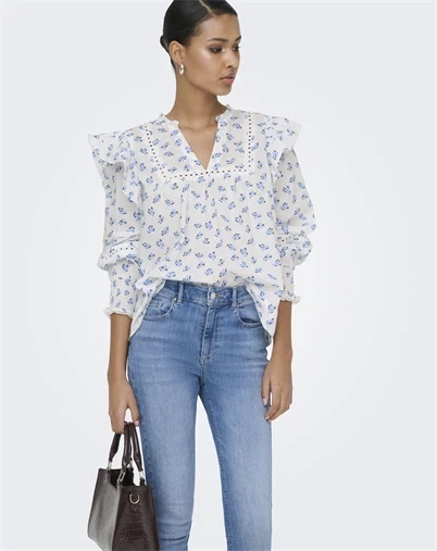 Only - ONLIdris Frill Tape Bluse - Cashmere Blue